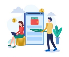 Cartoon e-wallet illustration vector