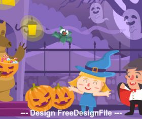Cartoon halloween illustration vector