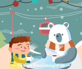 Cartoon illustration boy with coffee vector