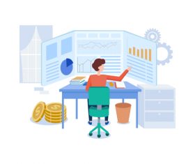 Cartoon illustration data analysis vector