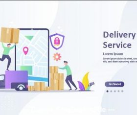 Cartoon illustration delivery service vector