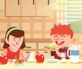 Cartoon illustration for children and mother vector