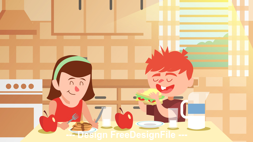 Cartoon illustration for children and mother vector