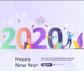 Cartoon illustration happy new year colorful 2020 number vector