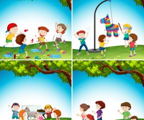 Cartoon illustration kids playing vector