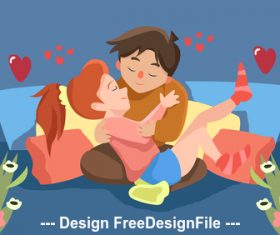Cartoon illustration love hug vector