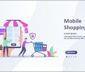 Cartoon illustration mobile shopping vector