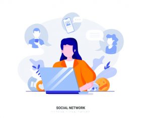 Cartoon illustration social metwork vector