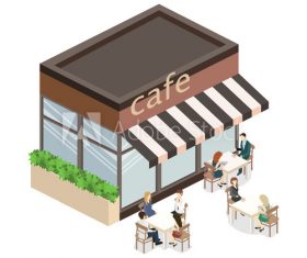 Cartoon model outdoor cafe vector
