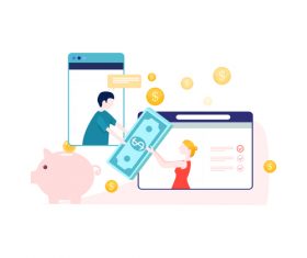 Cartoon online trading illustration vector