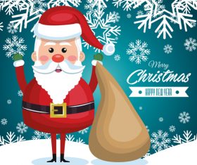 Cartoon santa claus and gift bag vector
