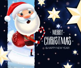 Cartoon Santa Claus Postcards Vector free download