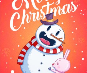 Cartoon snowman merry xmas illustration vector
