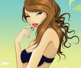 Cartoon sweet girl vector