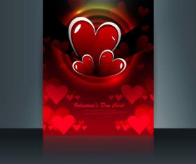 Cartoon valentine red heart shaped brochure cover vector