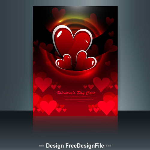 Cartoon valentine red heart shaped brochure cover vector free download
