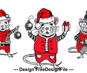 Cartoon vector hand drawn illustration Merry Christmas template