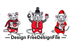 Cartoon vector hand drawn illustration new year greeting card template