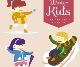 Cartoon winter kids vector
