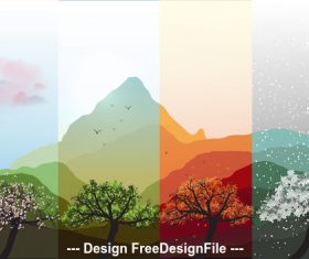 Charming four season banner vector