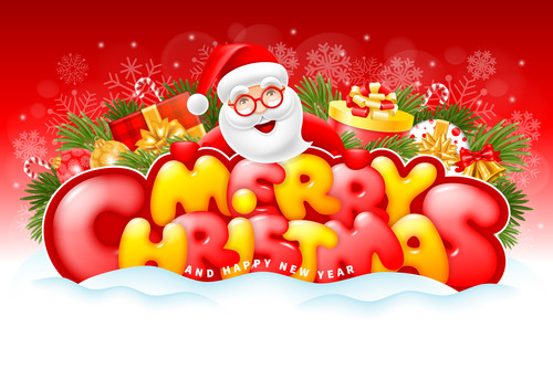 Cheerful and bright congratulation design for Christmas vector