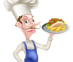 Chef kebab and chips vector