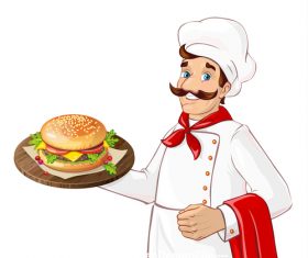 Chef making burger vector