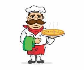 Chef making pizza vector