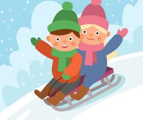 Child sitting on a sleigh vector
