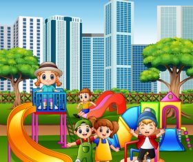 Children playing together vector