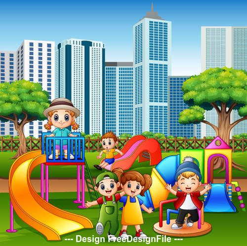 Children playing together vector