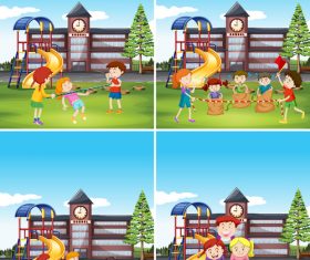 Children playing vector