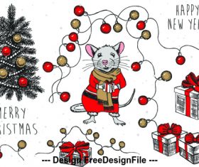 Chinese and Western combined merry christmas design vector template