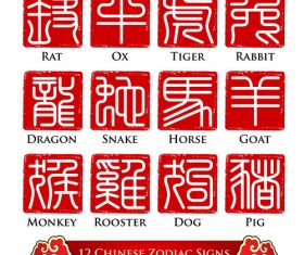 Chinese zodiac signs font design vector