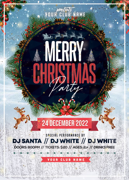 Christmas Music Party Flyer PSD Template