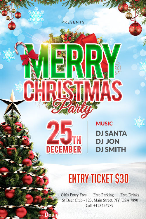 Christmas Party PSD Poster and Flyer Template free download