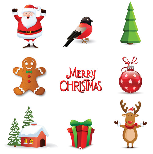 Christmas and new year icons vector