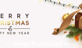 Christmas banner white background lantern ornament vector