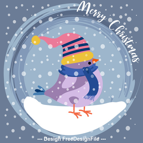 Christmas bird background card vector