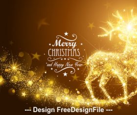 Christmas card with silhouette magic deer vector
