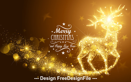 Christmas card with silhouette magic deer vector