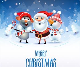 Christmas cartoon greeting card vector