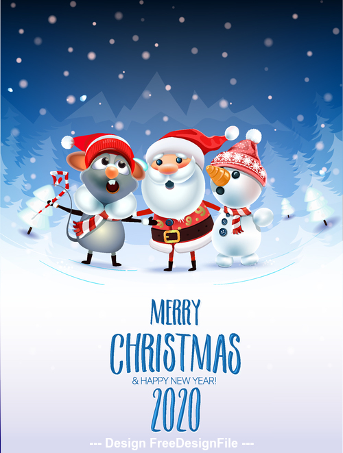 Christmas cartoon greeting card vector free download