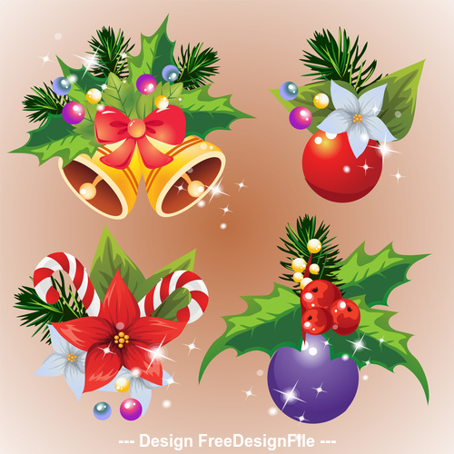 Christmas decoration arrangement vector