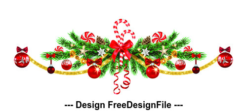 Christmas decoration wreath and balls template vector