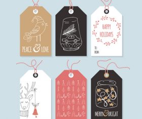 Christmas element hand drawing tag design vector