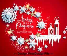 Christmas element paper cut art vector