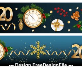 Christmas elements 2020 banner vector