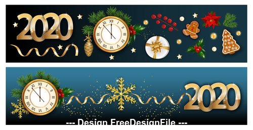 Christmas elements 2020 banner vector