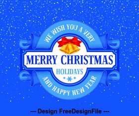 Christmas elements blue label background vector